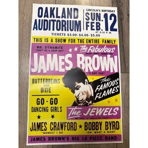 James Brown Concert Poster Reprint Oakland Auditorium 1960s Retro Style 11x17 In